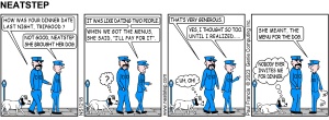 Tripgood has dog problems with his date. The Neatstep webcomic: dating, dogs.