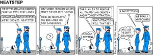 Neatstep complains to Tripgood about bike lanes. The Neatstep webcomic: cycling, parking.